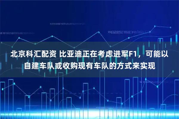 北京科汇配资 比亚迪正在考虑进军F1，可能以自建车队或收购现有车队的方式来实现